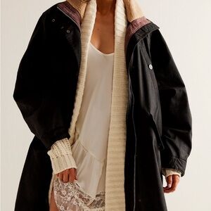 We The Free Juki Black Waxed Canvas Trench Coat